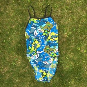 90s Floral High Cut One-Piece Speedo